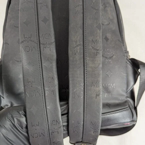 MCM Rucksack Visetos Black Canvas Small Leather Backpack - Picture 12 of 16